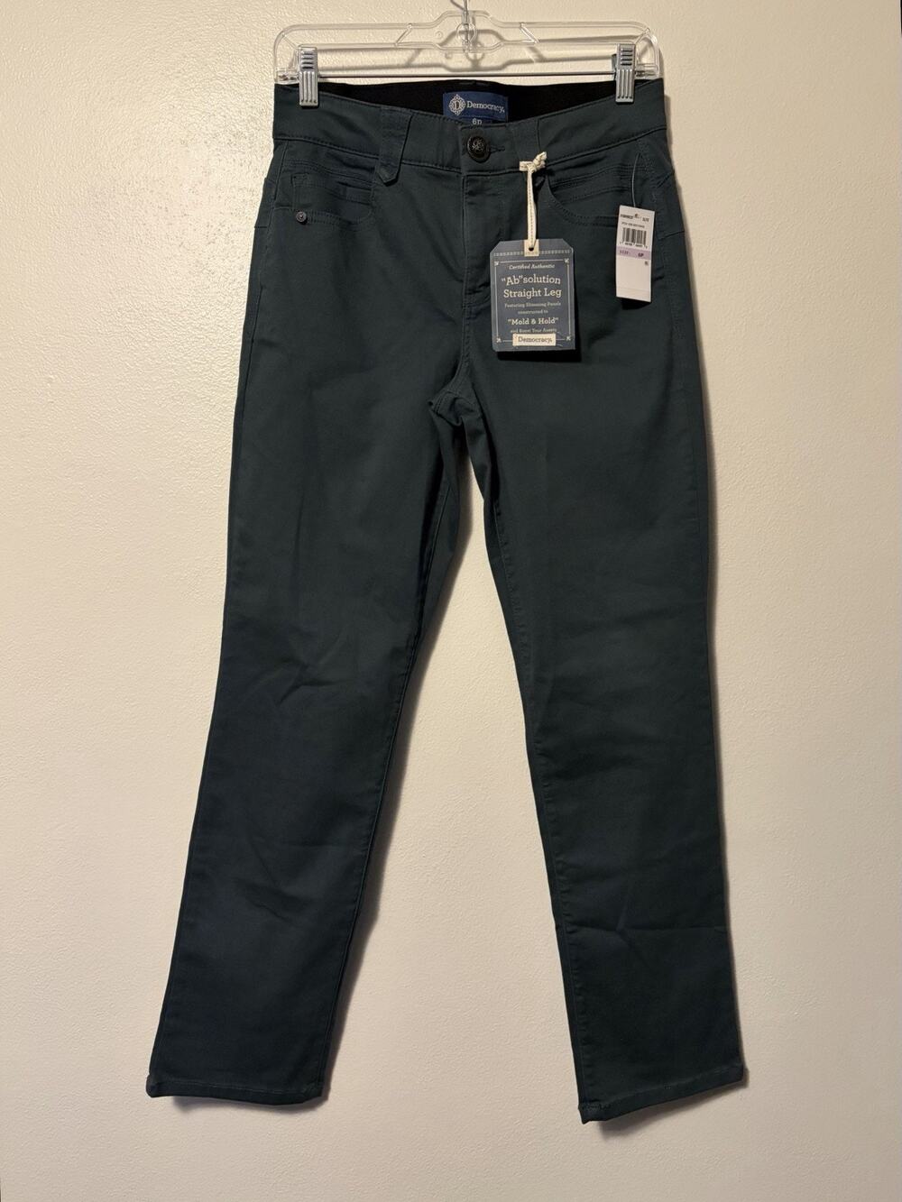Democracy AB Solution Straight Leg Jeans Dark Teal Green Size 6 Petite New